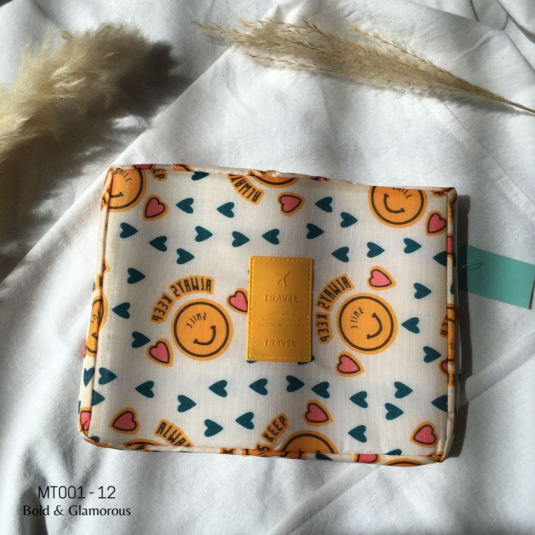Makeup Travel Bag | MT001 | Smiley Heart | Yellow | 12
