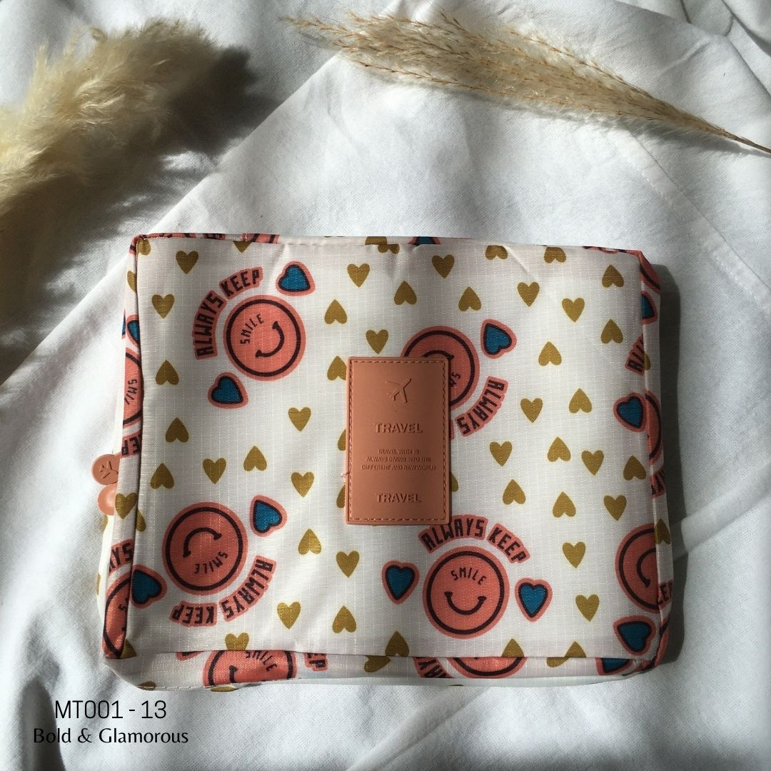 Makeup Travel Bag | MT001 | Smiley Heart | Pink | 13