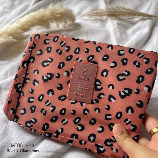 Makeup Travel Bag | MT001 | Animal Print | Peach | 14