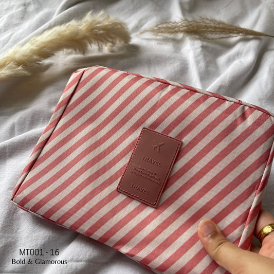 Makeup Travel Bag | MT001 | Strips | Pink | 16