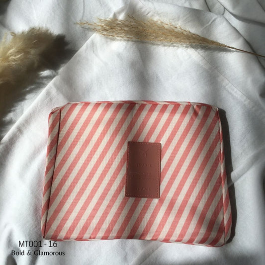 Makeup Travel Bag | MT001 | Strips | Pink | 16