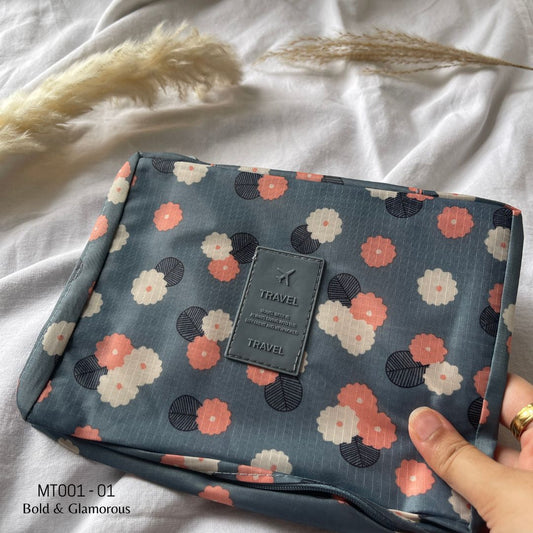Makeup Travel Bag | MT001 | Flower | Blue | 01