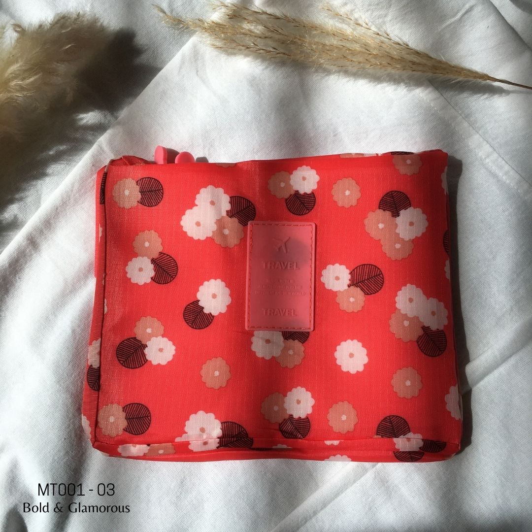 Makeup Travel Bag | MT001 | Flower | Orange | 03
