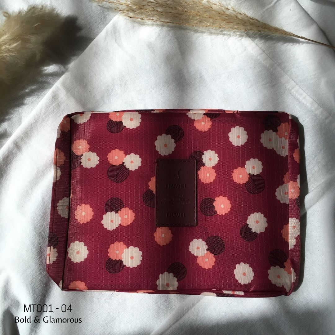 Makeup Travel Bag | MT001 | Flower | Red | 04