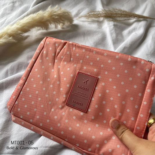 Makeup Travel Bag | MT001 | Polka Dot | Pink | 05