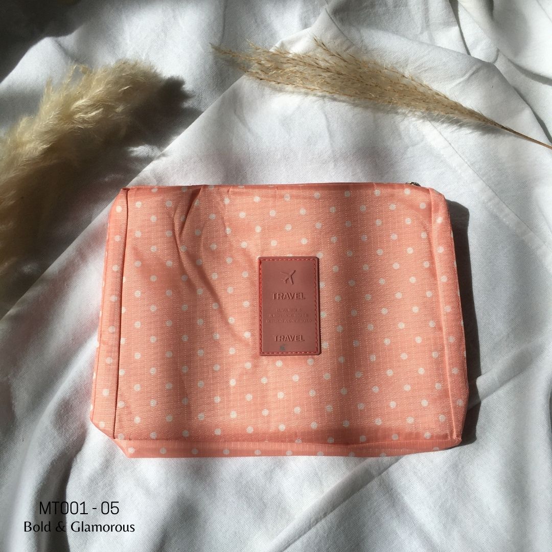 Makeup Travel Bag | MT001 | Polka Dot | Pink | 05