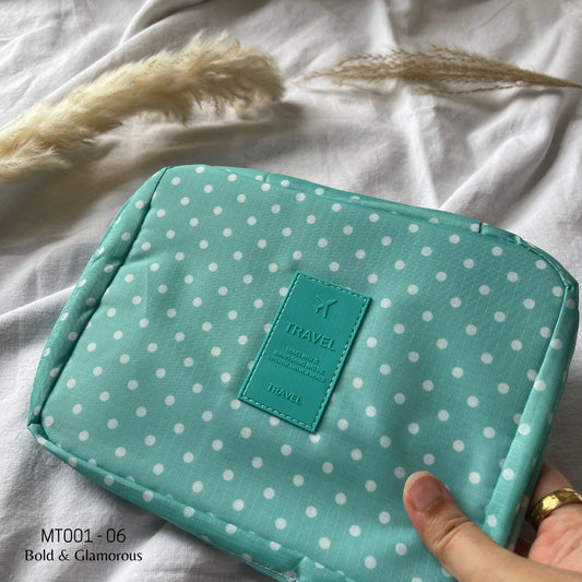 Makeup Travel Bag | MT001 | Polka Dot | Green | 06