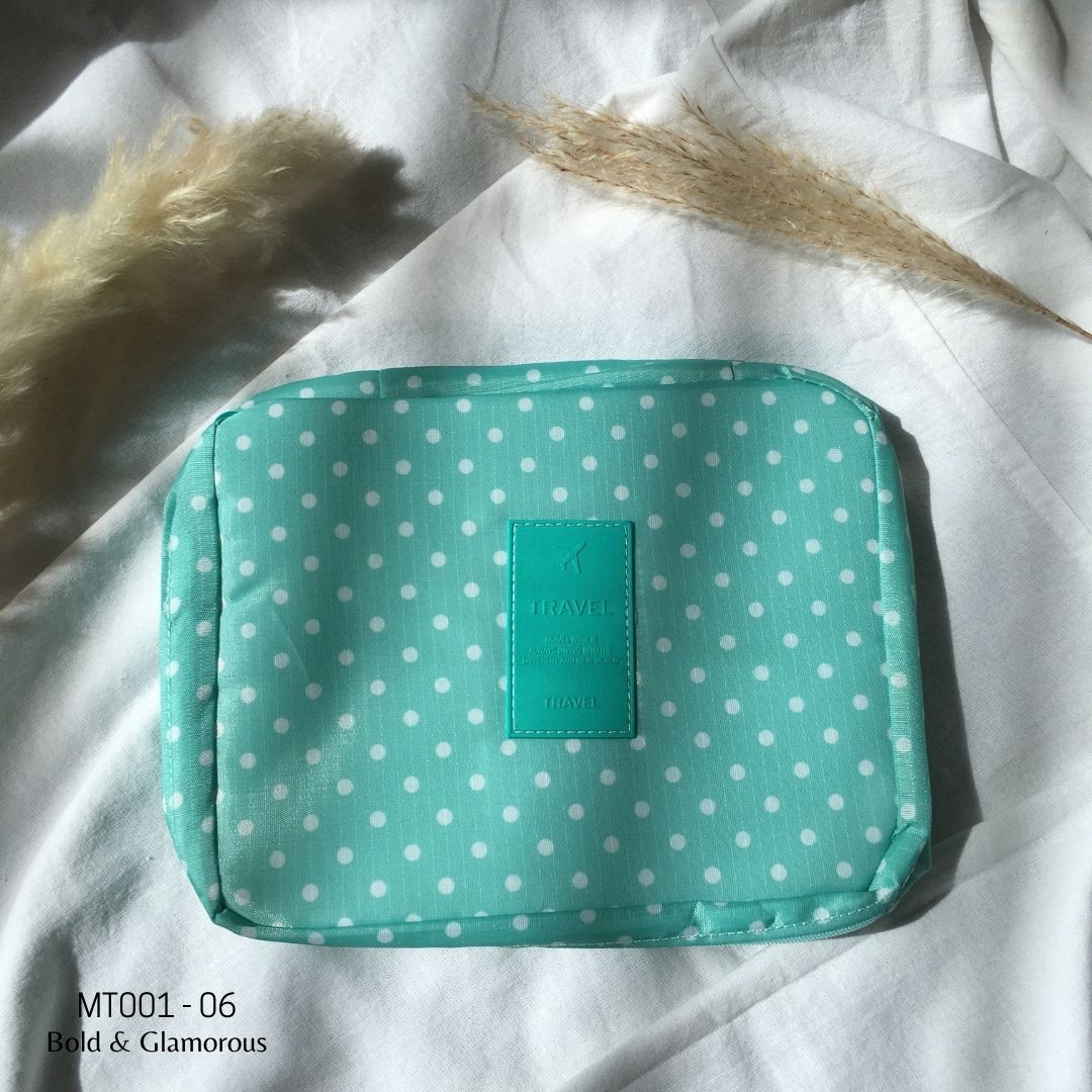 Makeup Travel Bag | MT001 | Polka Dot | Green | 06