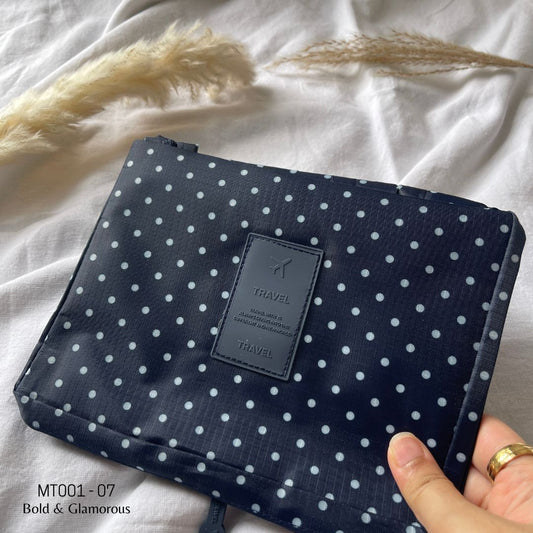 Makeup Travel Bag | MT001 | Polka Dot | Navy Blue | 07