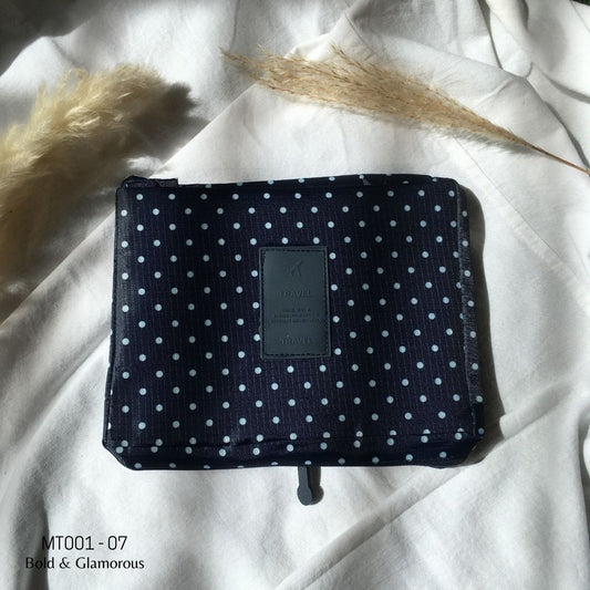Makeup Travel Bag | MT001 | Polka Dot | Navy Blue | 07