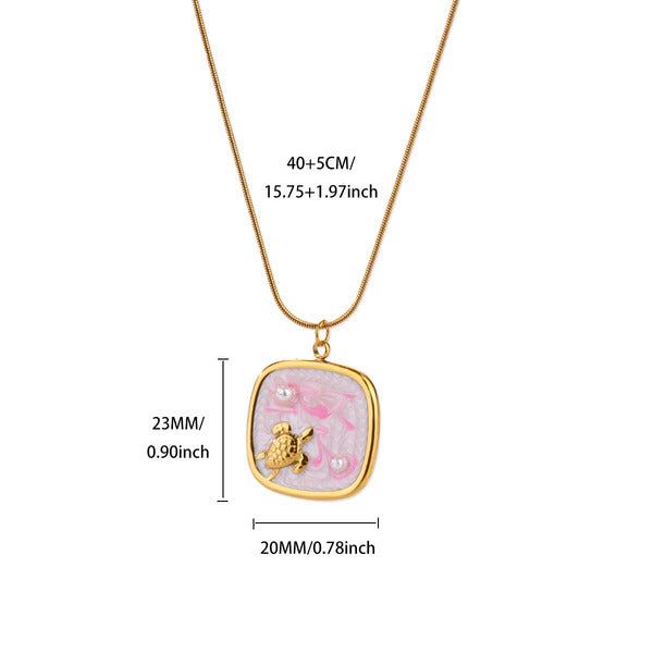 Necklace | SN330 | Vintage Enamel Ocean Shell #2 Gold