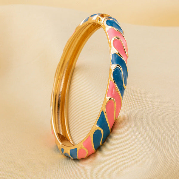 Enamel Bangle Bracelet | ENB01 | Blue Pink