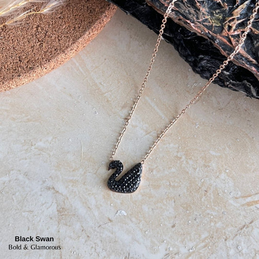 Necklace | SN165 | Black Swan | Rose Gold