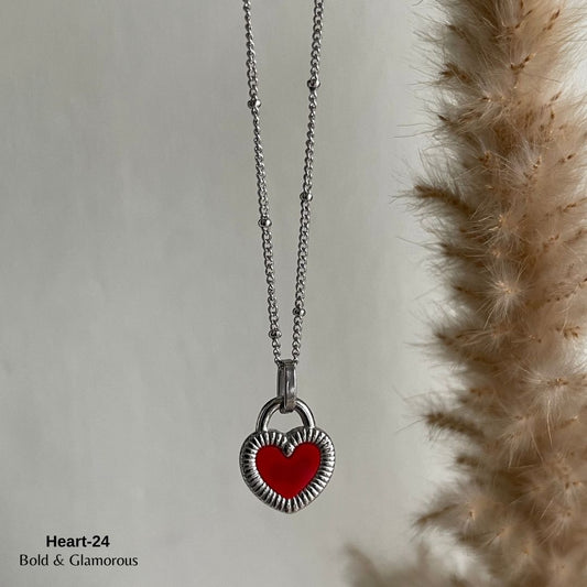 Necklace | SN085 | Heart-24 Silver