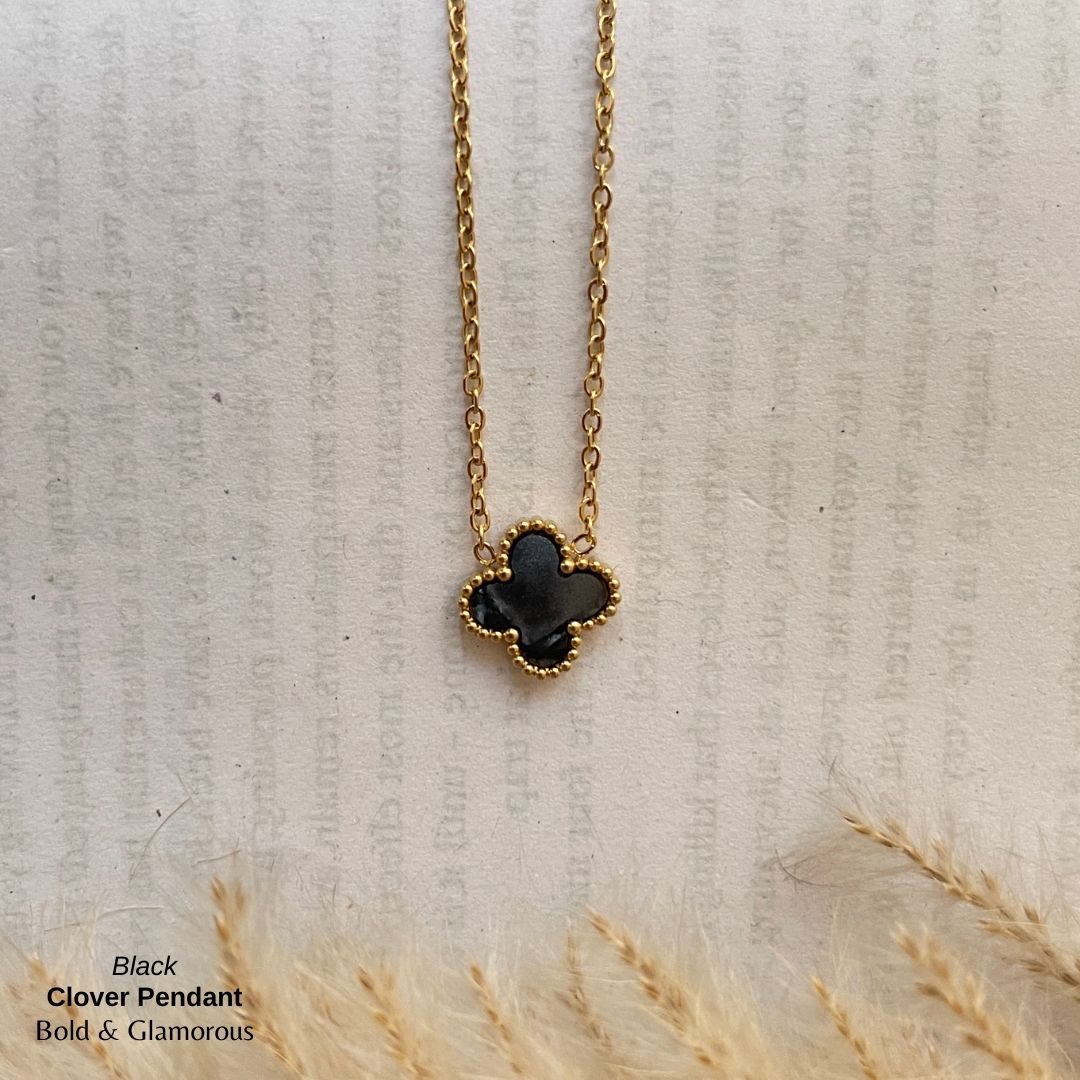 Necklace | SN96 | Clover | Black