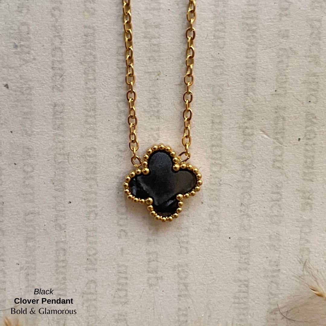 Necklace | SN96 | Clover | Black