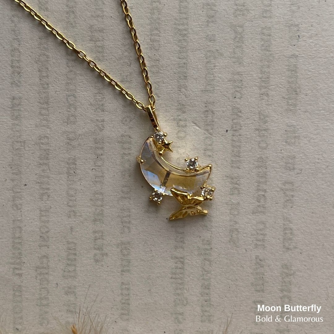 Necklace | SN97 | Moon Butterfly | Gold