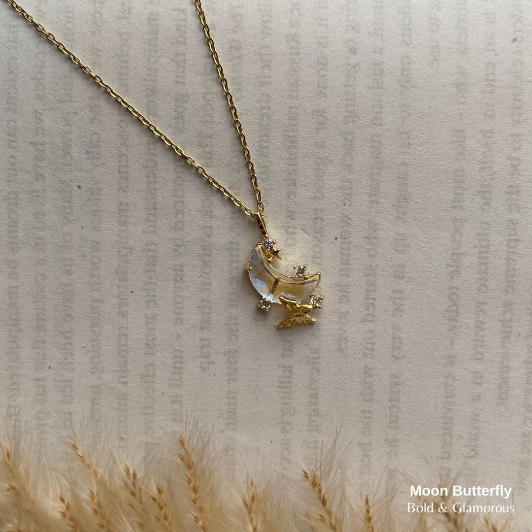 Necklace | SN97 | Moon Butterfly | Gold