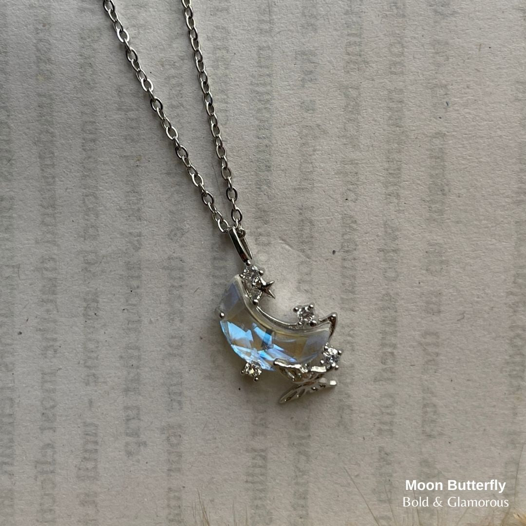 Necklace | SN97 | Moon Butterfly | Silver