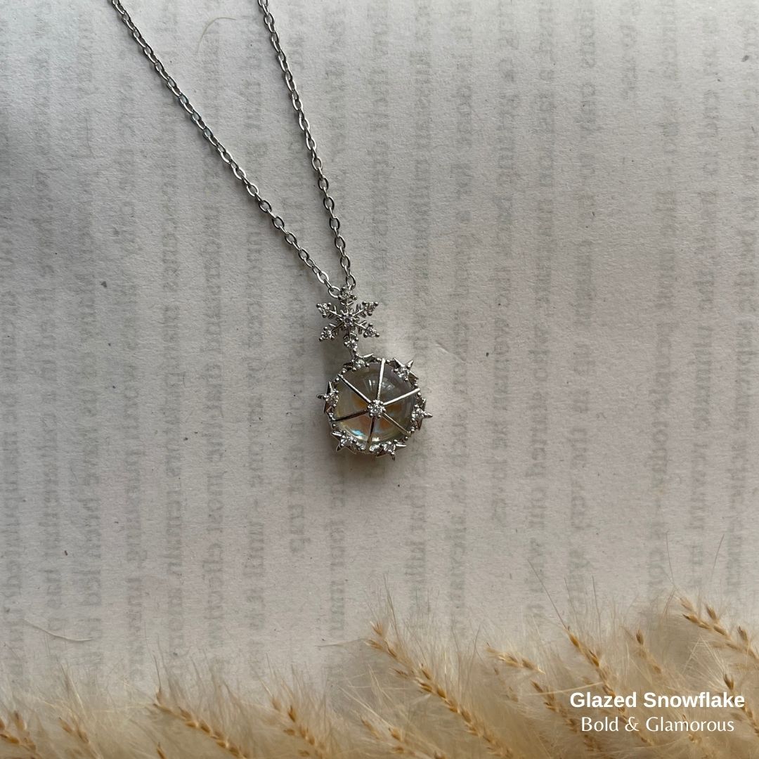 Necklace | SN98 | Glazed Snowflake | Silver