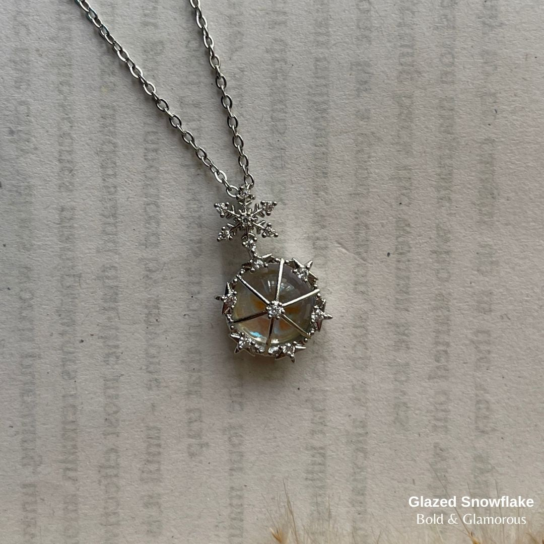 Necklace | SN98 | Glazed Snowflake | Silver