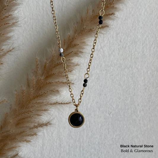 Necklace | SN003 | Black Natural Stone