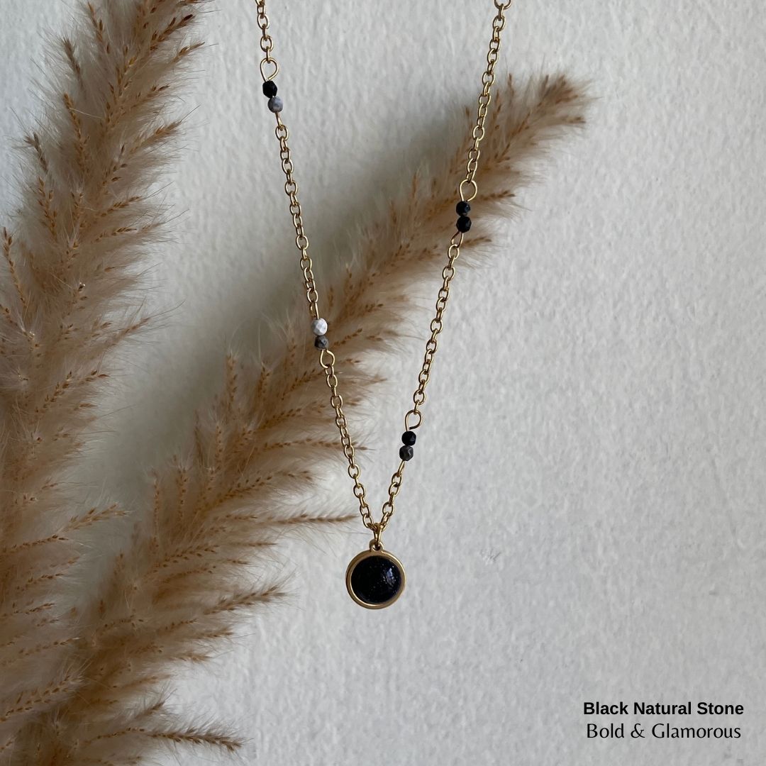 Necklace | SN003 | Black Natural Stone