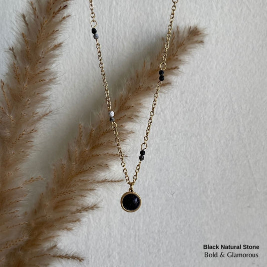 Necklace | SN003 | Black Natural Stone