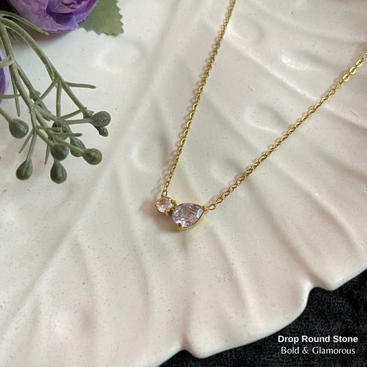 Necklace | SN301 | Drop Round Stone