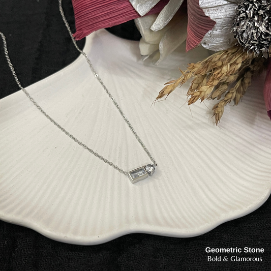 Necklace | SN347 | Geometric Stone | Silver