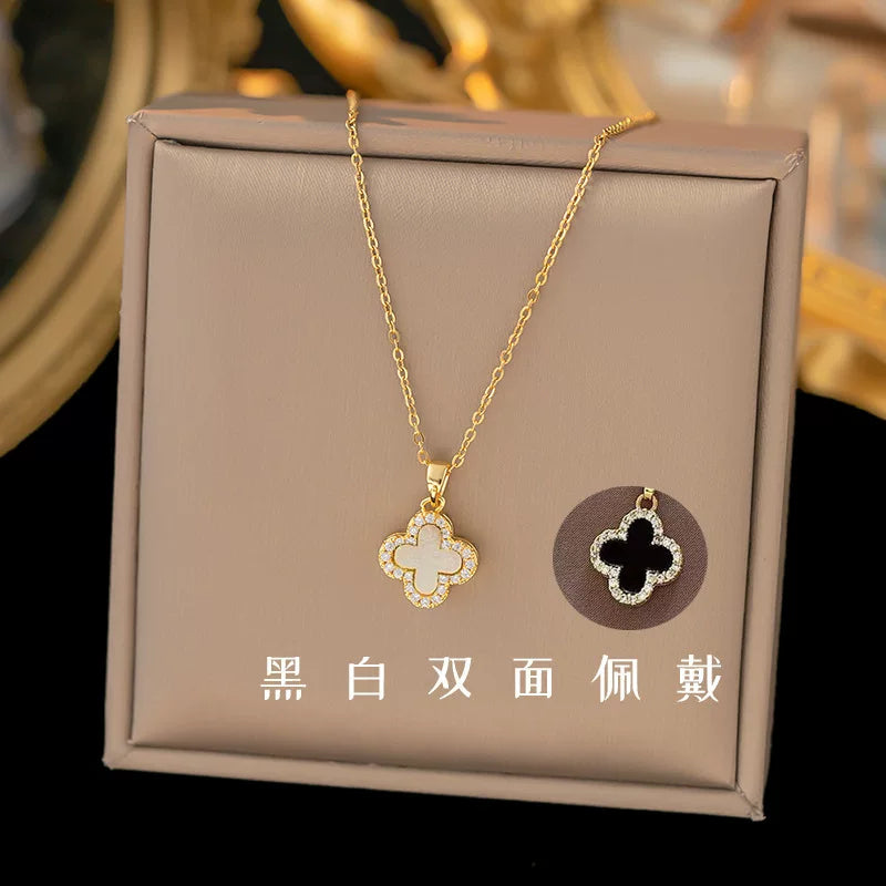 Necklace | SN304 | Double Sided Four Leaf Clover