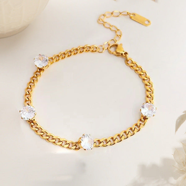 Chain Bracelet | SSCB097 | Four Diamond