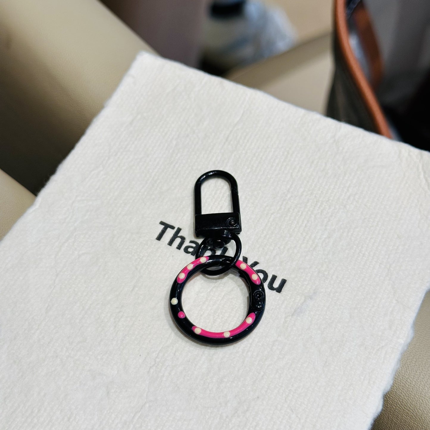 Candy Colored Hand Painted Donut Buckle Keychain | Black