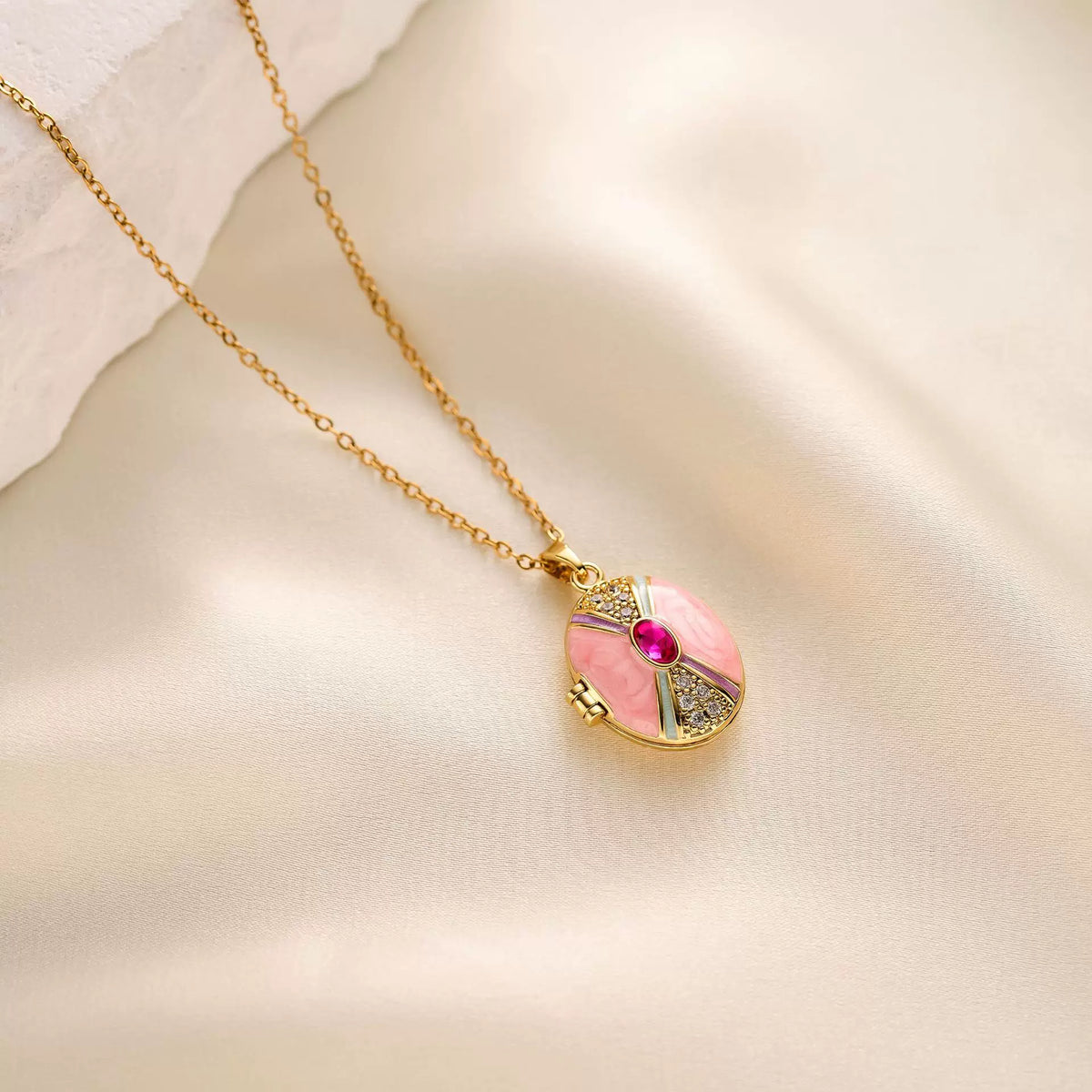 Necklace | SN314 | Oil Drop Photo | Pink