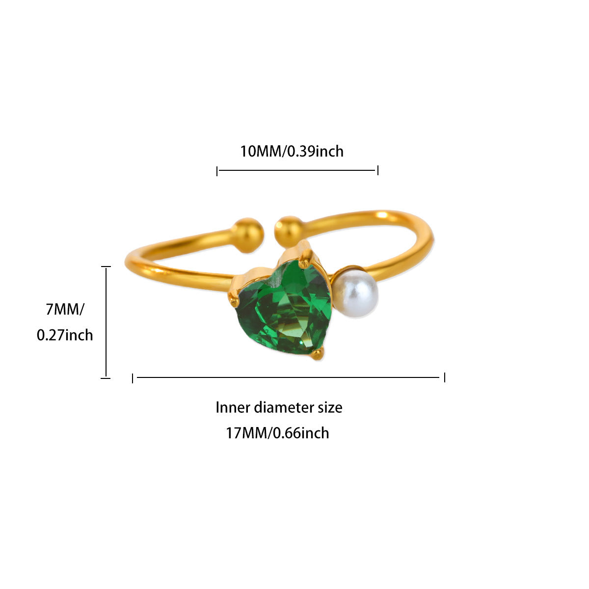 Stone Ring | SR264 | Heart Green