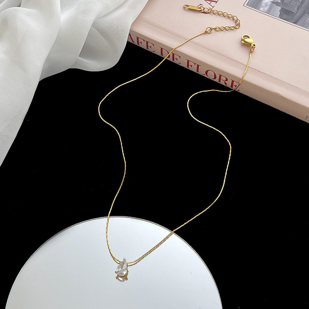 Necklace | SN107 | Teardrop Stone Gold