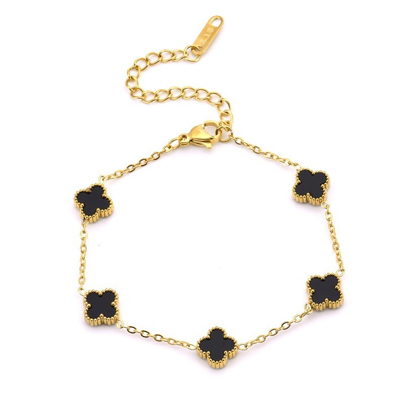 Chain Bracelet | SSCB046 | Clover - Black Gold