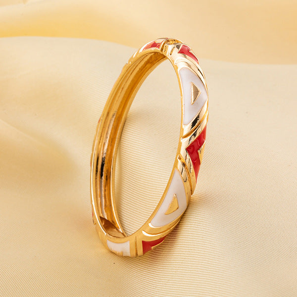 Enamel Bangle Bracelet | ENB02 | White Red