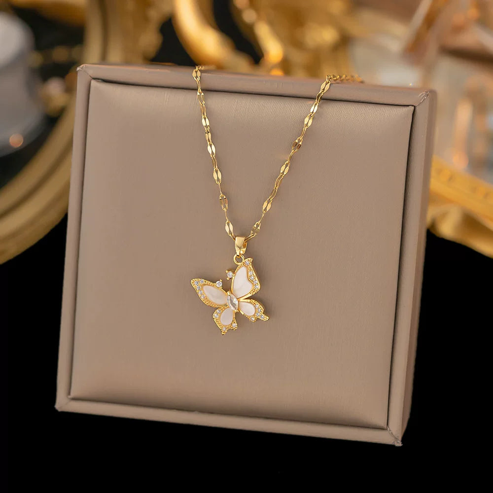 Necklace | SN306 | Stone White Butterfly