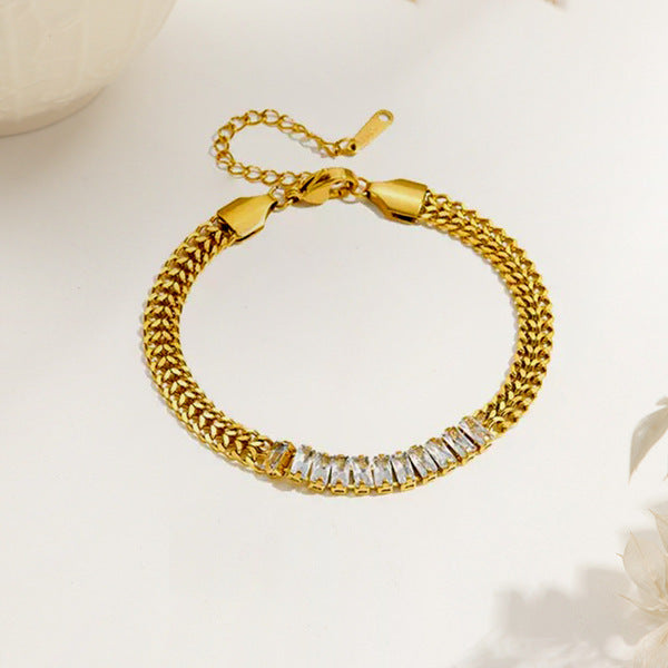 Chain Bracelet | SSCB095 | White Diamond