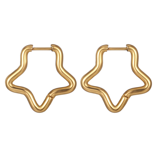 Shape Hoop Earring | Rounded Star | Gold