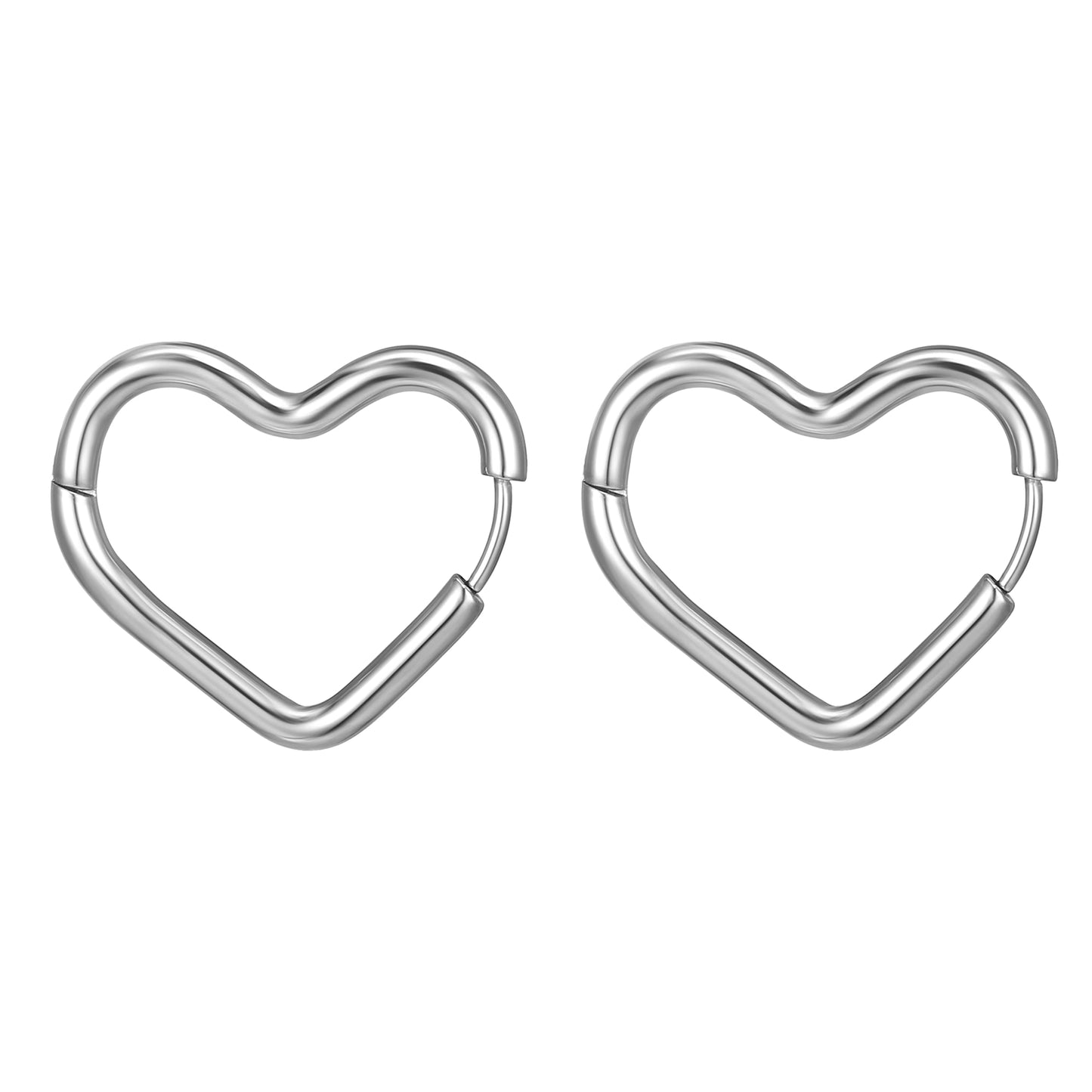 Shape Hoop Earring | Rounded Heart | Silver