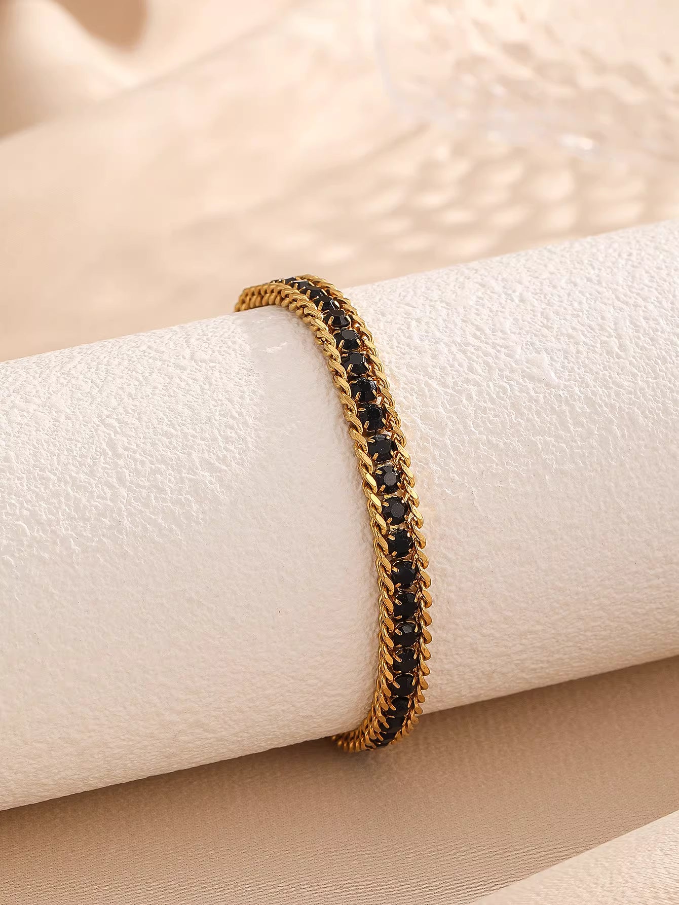 Chain Bracelet | SSCB077 | Zircon Stone Black