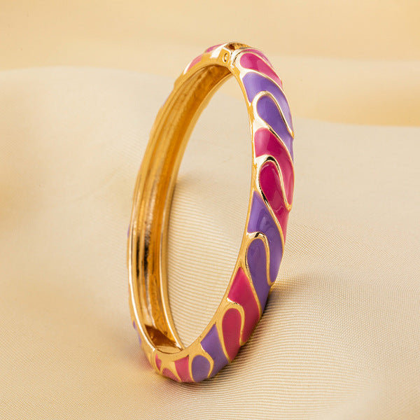 Enamel Bangle Bracelet | ENB01 | Pink Purple