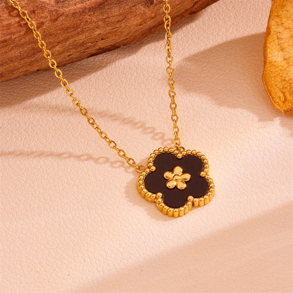 Necklace | SN239 | Five Clover Black