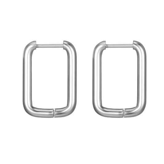 Shape Hoop Earring | Rectangle | Silver