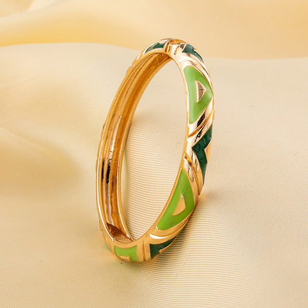 Enamel Bangle Bracelet | ENB02 | Dark Green