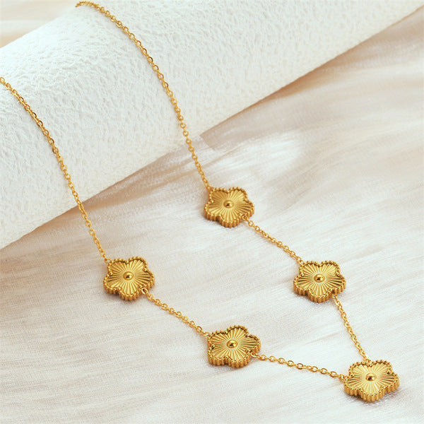 Necklace | SN338 | Five Leaf Five Clover Gold