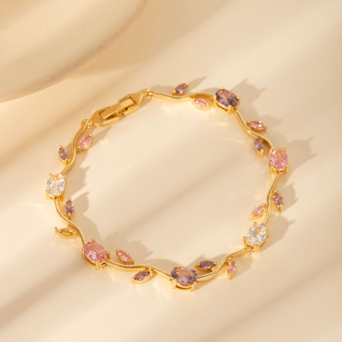Zircon Tulip Bracelet | Pink Purple