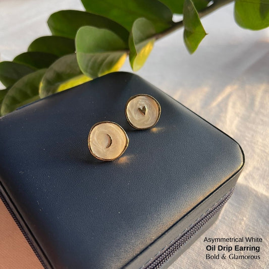 Oil Drip Earring | SE003 | Asymmetrical White